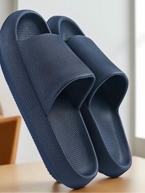Men's Navy Slide Sandals - Cushioned Everyday Slides